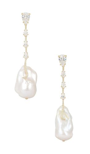 Dangling Cz Baroque Pearl Stud Earrings in - By Adina Eden - Modalova
