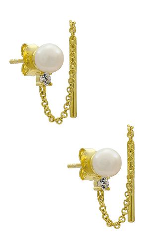 Pearl chain drop earring in color ivory size all in - Ivory. Size all - By Adina Eden - Modalova