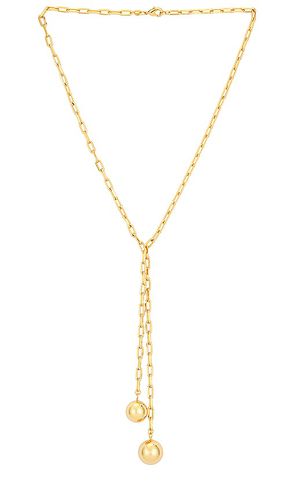 Double ball link drop lariat necklace en color oro metálico talla all en - Metallic Gold. Talla all - By Adina Eden - Modalova