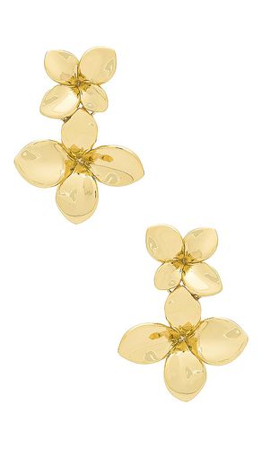 Pendiente double flower drop stud en color oro metálico talla all en - Metallic Gold. Talla all - By Adina Eden - Modalova