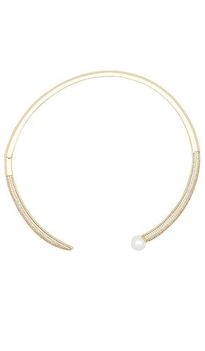 Collar tipo gargantilla pave x pearl open collar en color oro metálico talla all en - Metallic Gold. Talla all - By Adina Eden - Modalova