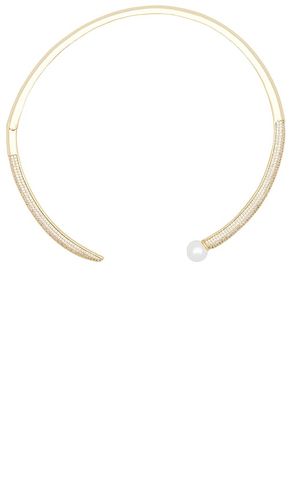 Pave X Pearl Open Collar Choker Necklace in - By Adina Eden - Modalova
