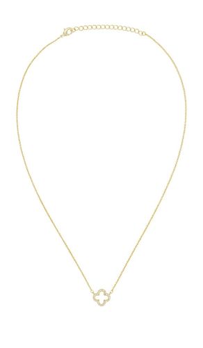 Pave Outlined Four Leaf Clover Necklace in Metallic Gold - By Adina Eden - Modalova