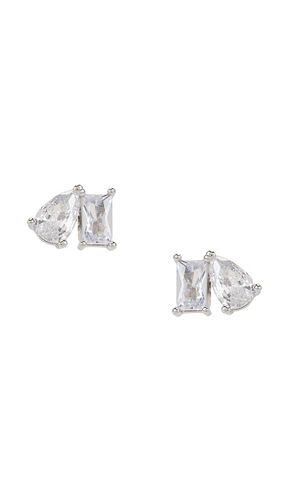 Cz Teardrop X Baguette Stud Earring in Metallic - By Adina Eden - Modalova
