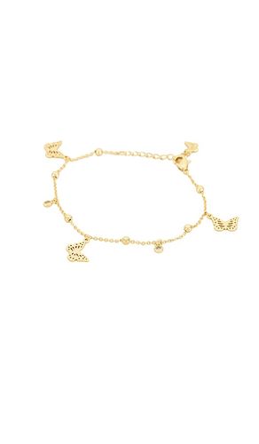 Dangling Butterflies Charm Bracelet in Metallic - By Adina Eden - Modalova