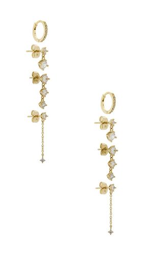 Graduated Drop Earring Combo Set in Metallic - By Adina Eden - Modalova