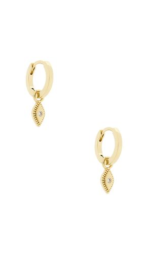 Evil Eye Drop Huggie Earring in Metallic - By Adina Eden - Modalova