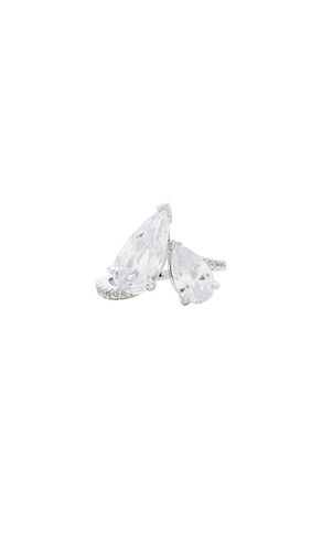 Pave Graduated Double Teardrop Ring in Metallic . - size 5 (also in 6, 7, 8) - By Adina Eden - Modalova