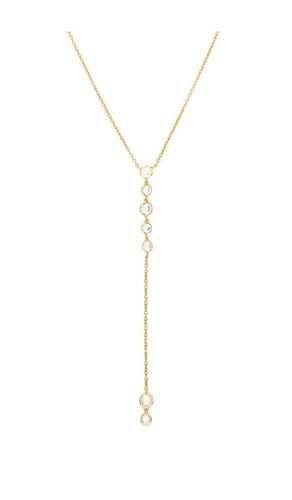 Multi Bezel Stone Drop Lariat Necklace in - By Adina Eden - Modalova