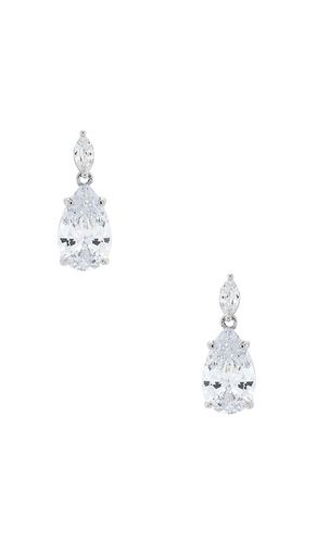 Fancy cz marquise x pear dangle stud earring in color metallic size all - By Adina Eden - Modalova