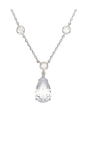 Fancy Cz Pear Drop Bezel Chain Necklace in - By Adina Eden - Modalova