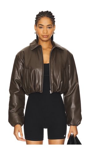 Faux Leather Cropped Premier Bomber Jacket in Brown. - size L (also in M, S) - alo - Modalova