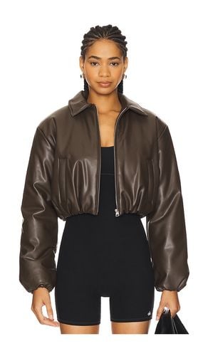 Faux Leather Cropped Premier Bomber Jacket in Brown. - size L (also in M, S, XS) - alo - Modalova