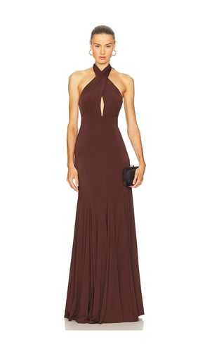 Evelina Halter Maxi Dress in Brown. - size 0 (also in 10, 2, 4, 6, 8) - Alice + Olivia - Modalova