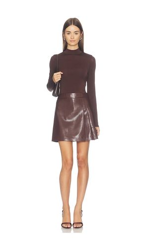 LANGARMIGES MINI-PLEATED-KLEID MIT STEHKRAGEN AUS KUNSTLEDER CHARA in . Größe 0. Also in 4 - Alice + Olivia - Modalova