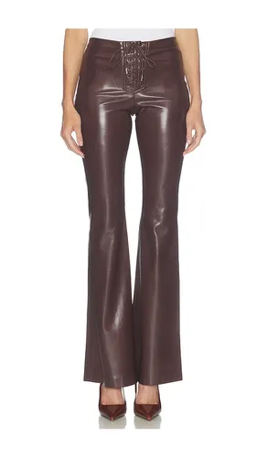 Ravyn Faux Leather Lace Up Bootcut Pant in Chocolate. - size 10 (also in 2, 4, 6) - Alice + Olivia - Modalova