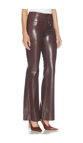 Ravyn Faux Leather Lace Up Bootcut Pant in Chocolate. - size 10 (also in 4, 6) - Alice + Olivia - Modalova
