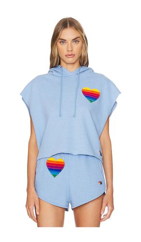 Sudadera corta sin mangas con capucha rainbow heart stitch en color bebe azul talla L en - Baby Blue. Talla L (tam - Aviator Nation - Modalova