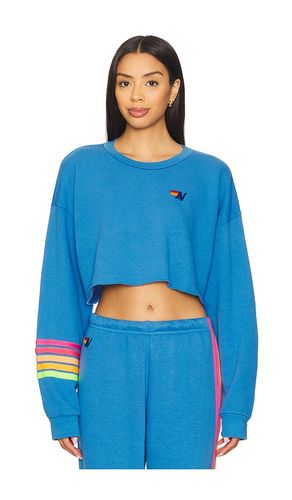 Rugby Stitch Relaxed Cropped Crew Sweatshirt in Blue. - size L (also in M, S) - Aviator Nation - Modalova