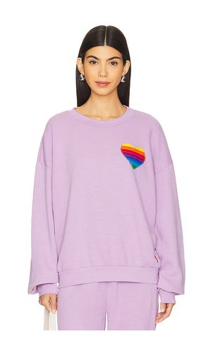 Rainbow Heart Stitch Crewneck Sweatshirt in Pink. - size L (also in M, S, XL, XS) - Aviator Nation - Modalova