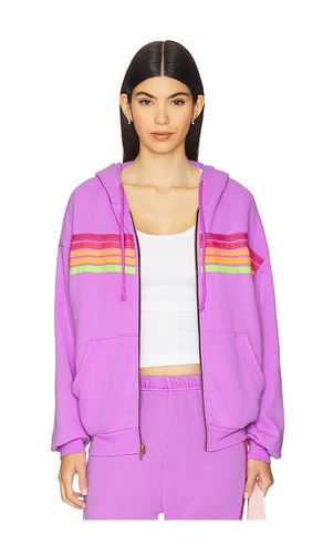 Stripe Relaxed Zip Hoodie in Purple. - size M (also in S, XS) - Aviator Nation - Modalova