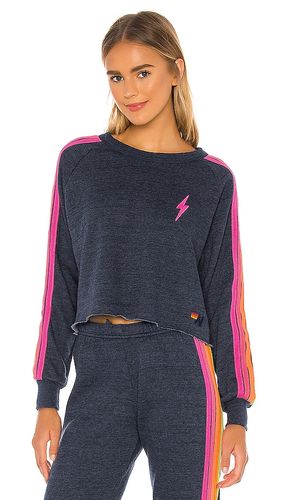 Bolt Cropped Classic Crewneck in Navy. - size L (also in M) - Aviator Nation - Modalova