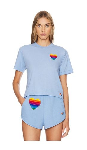 Rainbow Heart Stitch Boyfriend T-shirt in Baby Blue. - size M (also in L, S, XL, XS) - Aviator Nation - Modalova