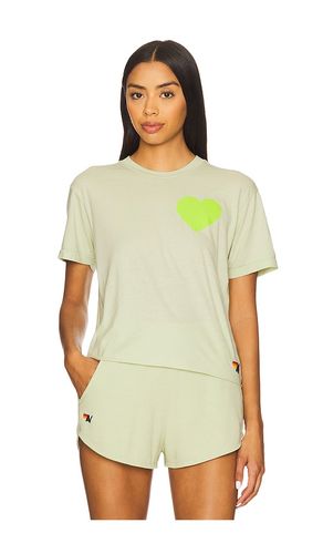 Heart Print Boyfriend Tee in Green. - size L (also in M, S, XS) - Aviator Nation - Modalova