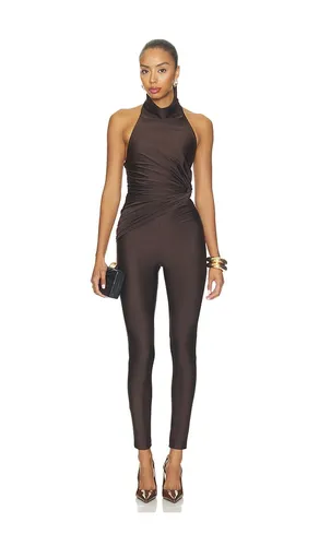 Tatiana Sleeveless Open Back Jumpsuit in Chocolate. - size L (also in S) - The Andamane - Modalova