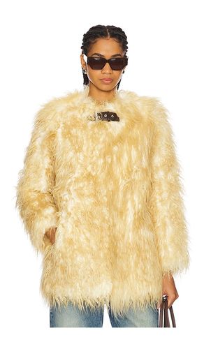 Petra Faux Mongolian Fur Short Coat in Neutral. - size M (also in L, XS) - Apparis - Modalova