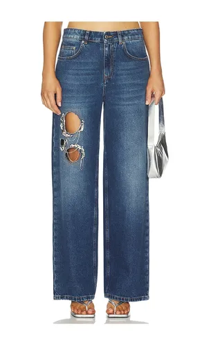 Crystal Chain Cutout Relaxed Leg in Blue. - size 25 (also in 26, 27, 28, 29) - AREA - Modalova