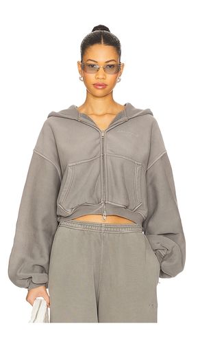 Oversized Cropped Zip-up Hoodie in Grey. - size S (also in XS) - Alexander Wang - Modalova