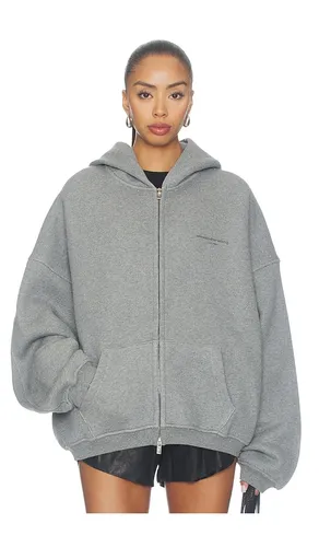 Oversized Zip-up Hoodie With Allover Hotfix in Grey. - size L (also in M) - Alexander Wang - Modalova