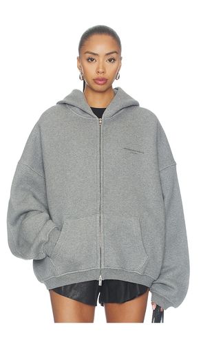 Oversized Zip-up Hoodie With Allover Hotfix in Grey. - size L (also in M, S) - Alexander Wang - Modalova