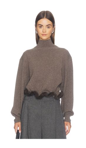 Turtleneck With Wired Faux Mink Trim in Taupe. - size L (also in M, S, XS) - Alexander Wang - Modalova