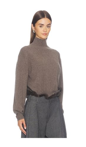 Turtleneck With Wired Faux Mink Trim in Taupe. - size L (also in M, S, XS) - Alexander Wang - Modalova