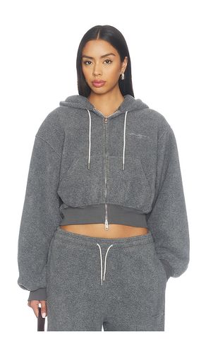 Shrunken Zip-up Hoodie With Rhinestone Drawcord in . Taglia L. Also in M - Alexander Wang - Modalova