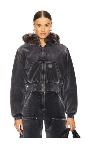 Velour Workwear Hoodie With Shearling Trim Hood in Charcoal. - size L (also in M, S, XL, XS) - Alexander Wang - Modalova