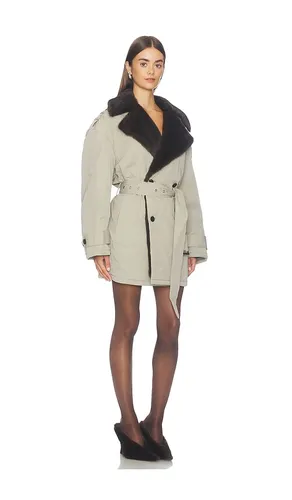 Oversized Trench Coat With Faux Fur Lining in Beige. - size L (also in M, S, XS) - Alexander Wang - Modalova