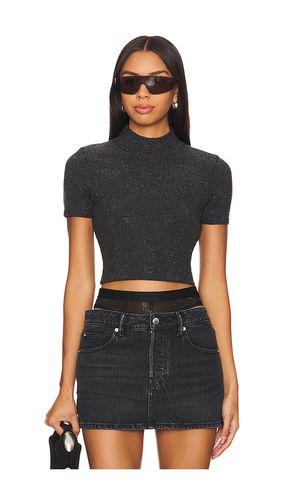 Mock Neck Tee With All Over Hotfix Crystal in . Taglia S - Alexander Wang - Modalova