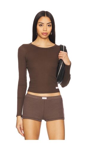 Long Sleeve Crewneck Tee in Chocolate. - size S (also in XS) - Alexander Wang - Modalova