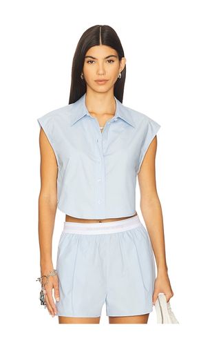 Cropped Button Down Sleeveless Shirt With Necklace in Baby Blue. - size L (also in M, S, XS) - Alexander Wang - Modalova