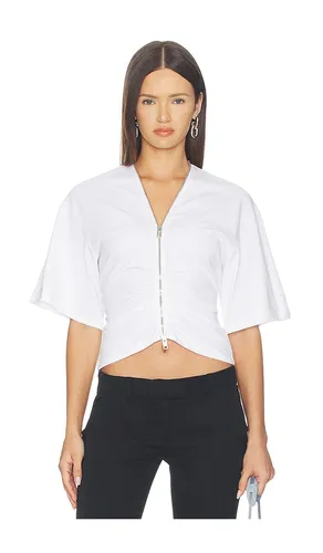 Camiseta gathered with continuous loop zipper en color blanco talla L (también en XS) - Alexander Wang - Modalova