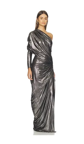 One Sleeve Draped Gown in Metallic Silver. - size 34 (also in 36, 38) - Atlein - Modalova