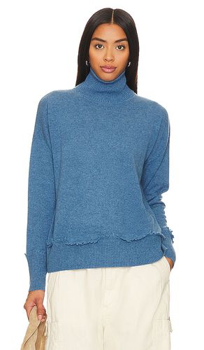 Frayed hem mock neck in color blue size M in - Blue. Size M (also in S) - Autumn Cashmere - Modalova
