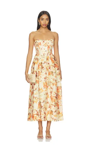 Lola Printed Midi Dress in Orange. - size 2 (also in 4, 6, 8) - Bardot - Modalova