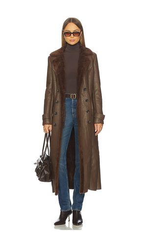 Faux Leather Trench Coat in Chocolate. - size S (also in XS) - Bardot - Modalova