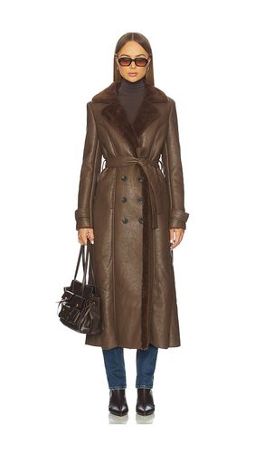 Faux Leather Trench Coat in Chocolate. - size S (also in XS) - Bardot - Modalova