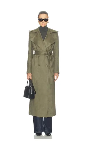 Kira Faux Suede Trench Coat in Olive. - size 10 (also in 2, 4, 6, 8) - Bardot - Modalova