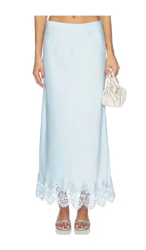X REVOLVE Elisan Lace Satin Midi Skirt in Blue. - size 4 (also in 2, 6, 8, 10) - Bardot - Modalova